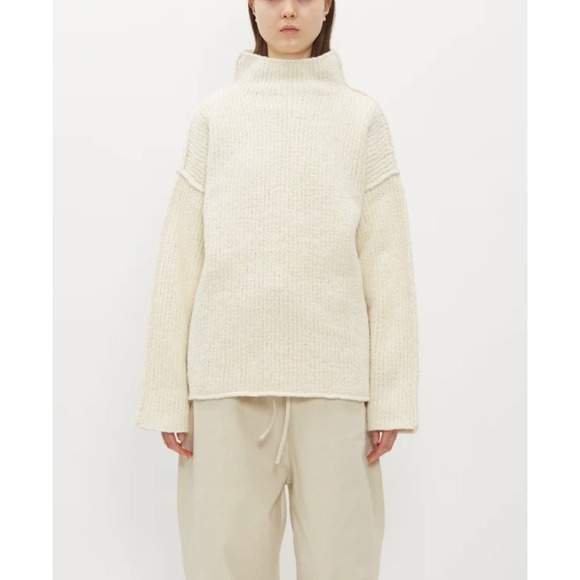Lauren Manoogian Sweaters - Lauren Manoogian Raw Turtleneck Sweater Cream Merino Wool Oversized Boxy Size 1
